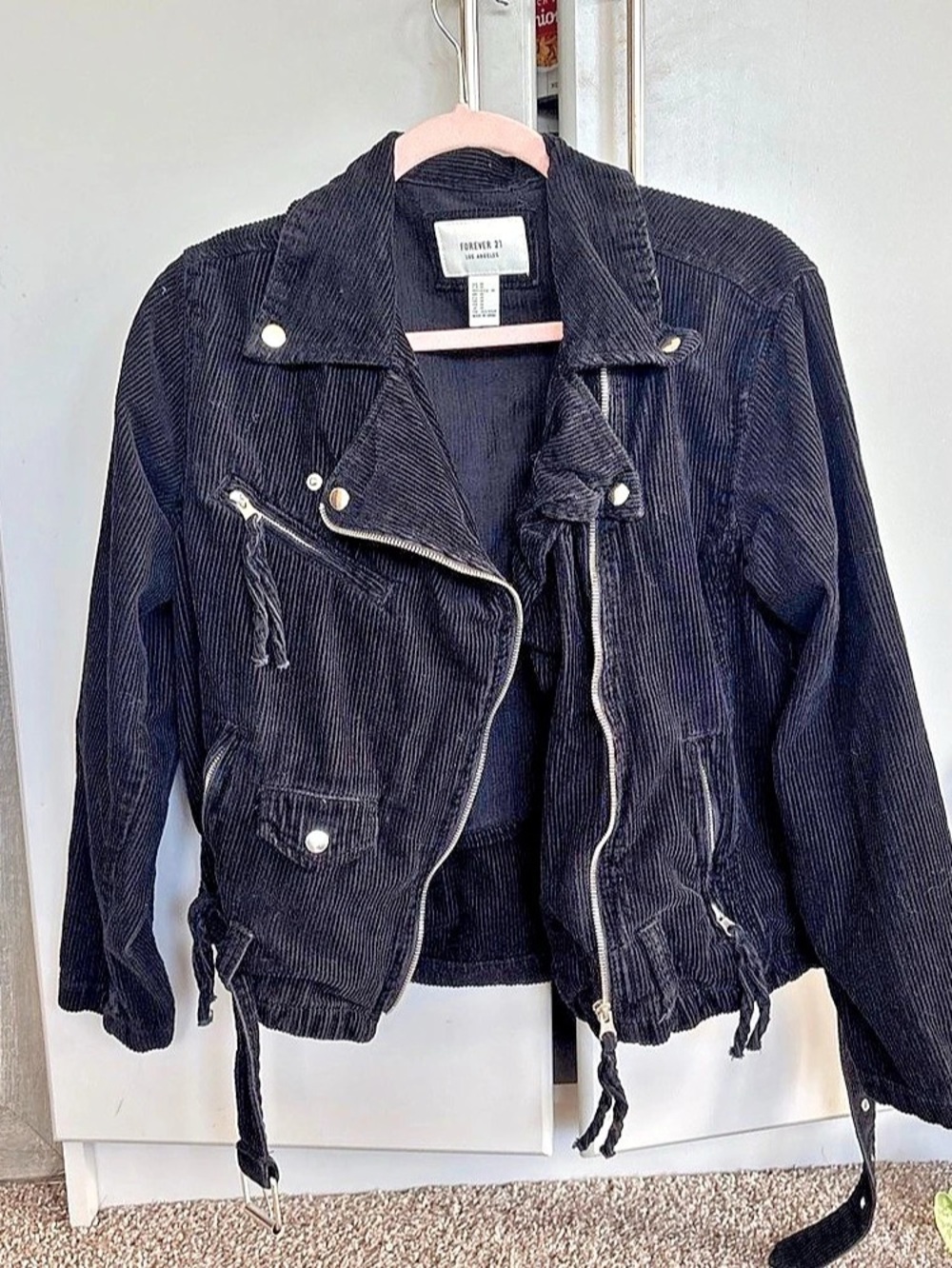 Forever 21 Black Corduroy Moto Jacket Size Medium
